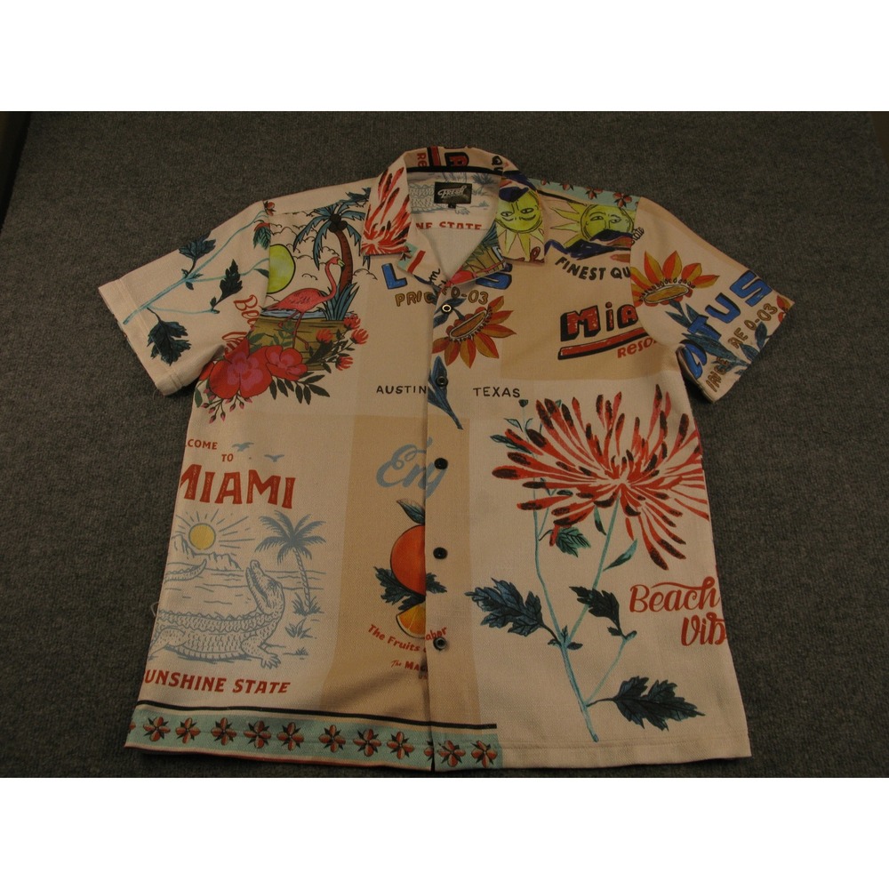 Fresh Prints of Bel Air Mens‎ Postcard Miami Florida Souvenir Shirt Large L 2153